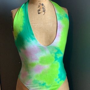 NWT FASHION NOVA TIE DYE HALTER BODYSUIT